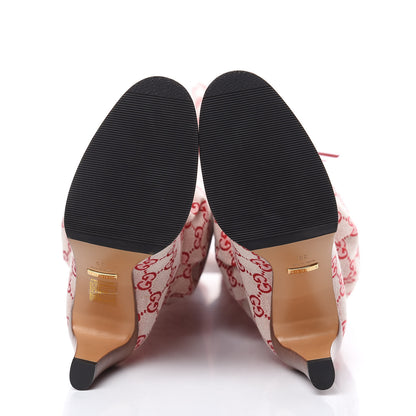 Gucci Monogram Over The Knee Boots 36 Gardenia Hibiscus Red 5 of 6