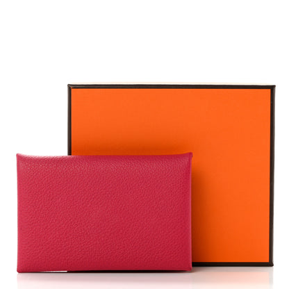 Hermes Evercolor Calvi Card Case Rose Mexico 7 of 7