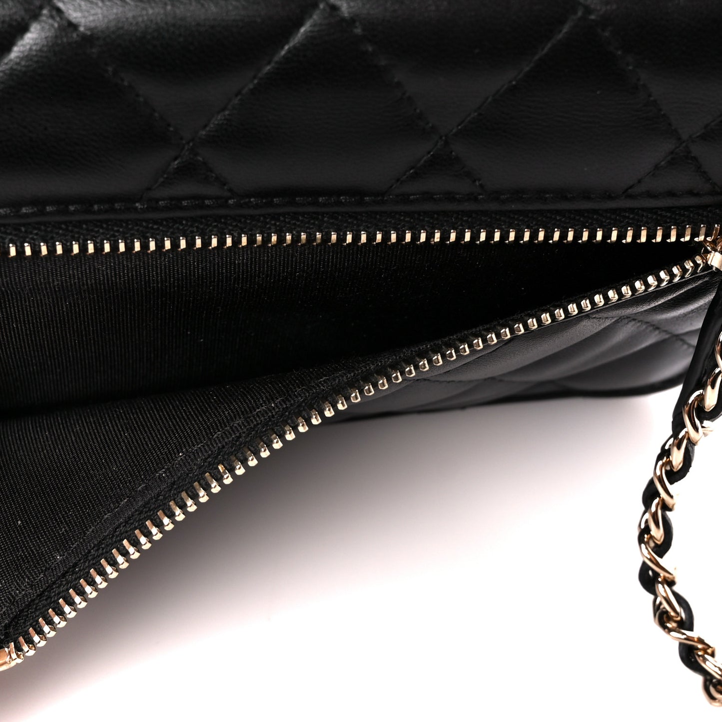 Lambskin Quilted Mini Trendy CC Wallet On Chain WOC Black