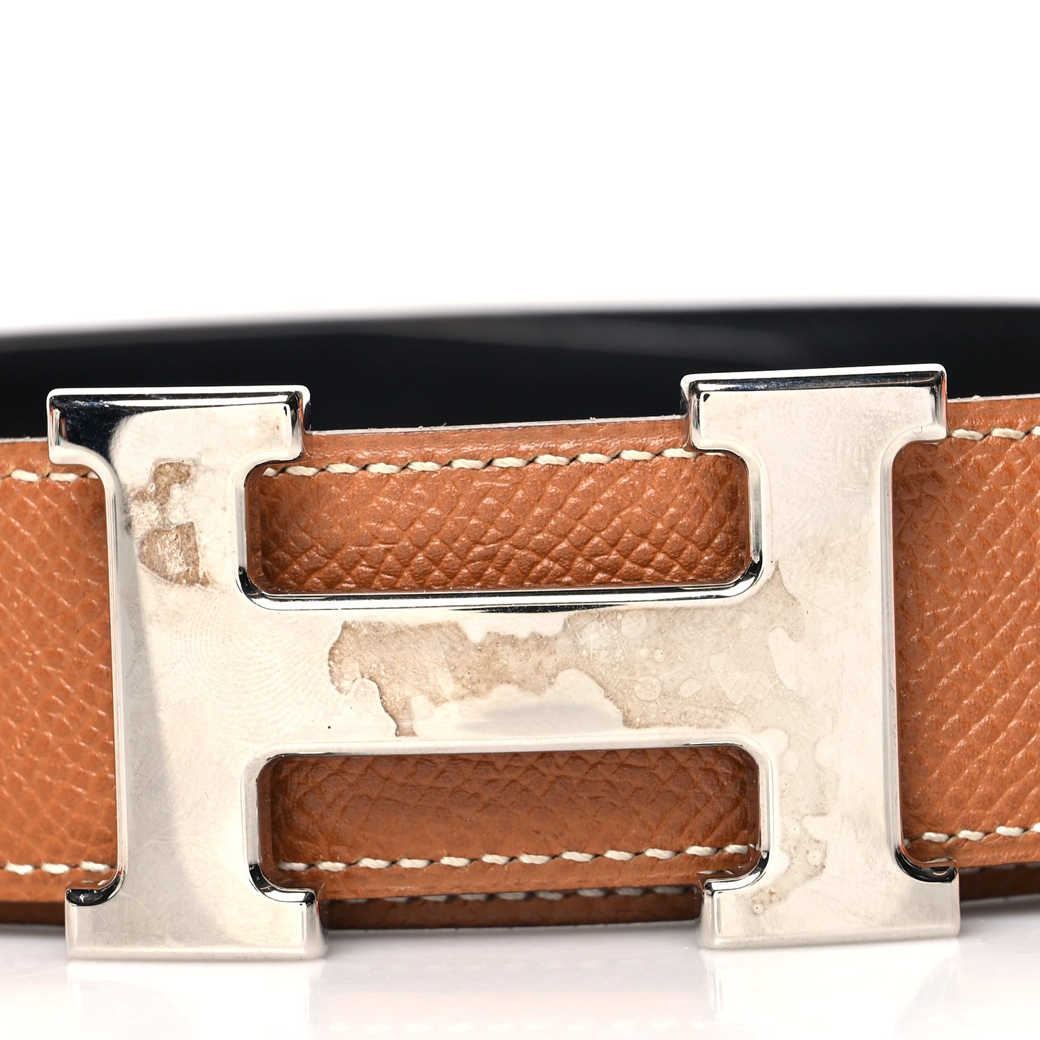 Hermes Box Courchevel 32mm H Belt 65 Black Gold 8 of 10