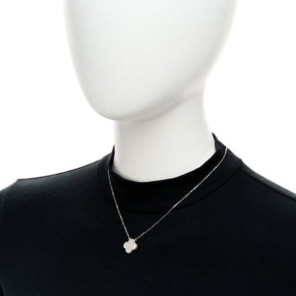 Van Cleef & Arpels 18K White Gold Mother of Pearl Vintage Alhambra Pendant Necklace 2 of 5