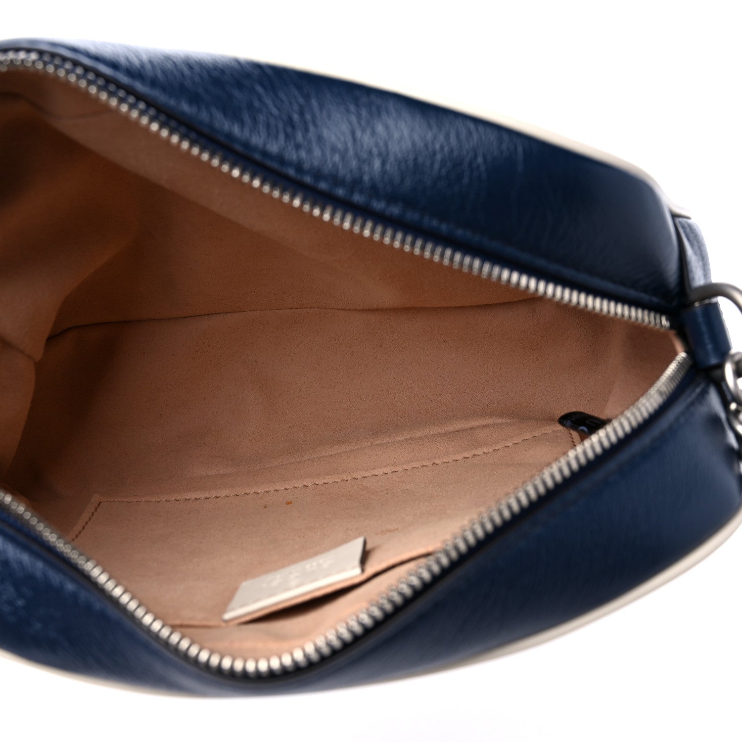 Gucci Vintage Effect Calfskin Matelasse Diagonal Small Torchon GG Marmont Chain Shoulder Bag Blue Agata Mystic White 5 of 12