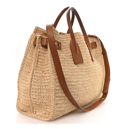 Saint Laurent Raffia Calfskin Medium Souple Sac De Jour Naturale Brick 3 of 10