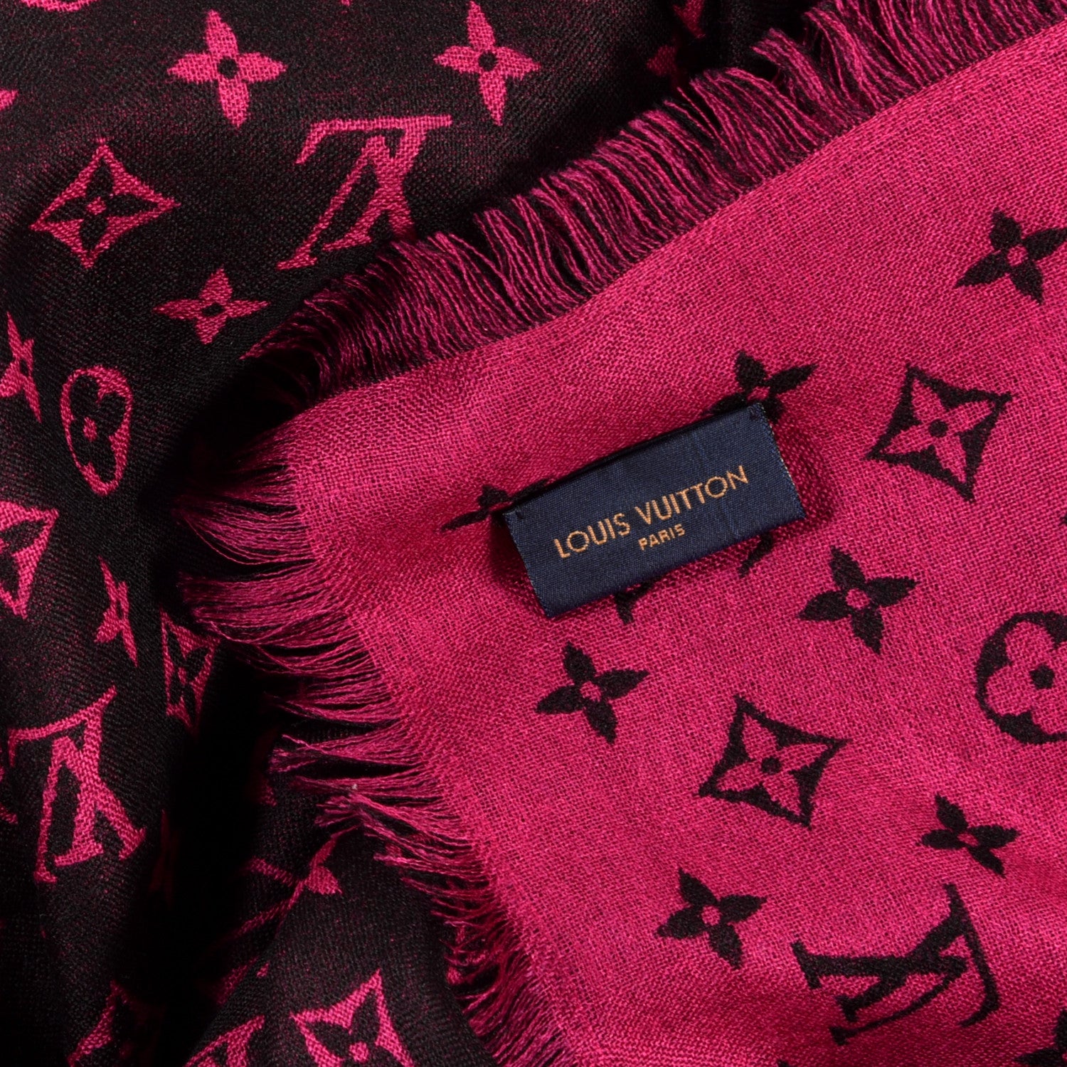 Louis Vuitton Wool Silk So LV Stole Black 3 of 4