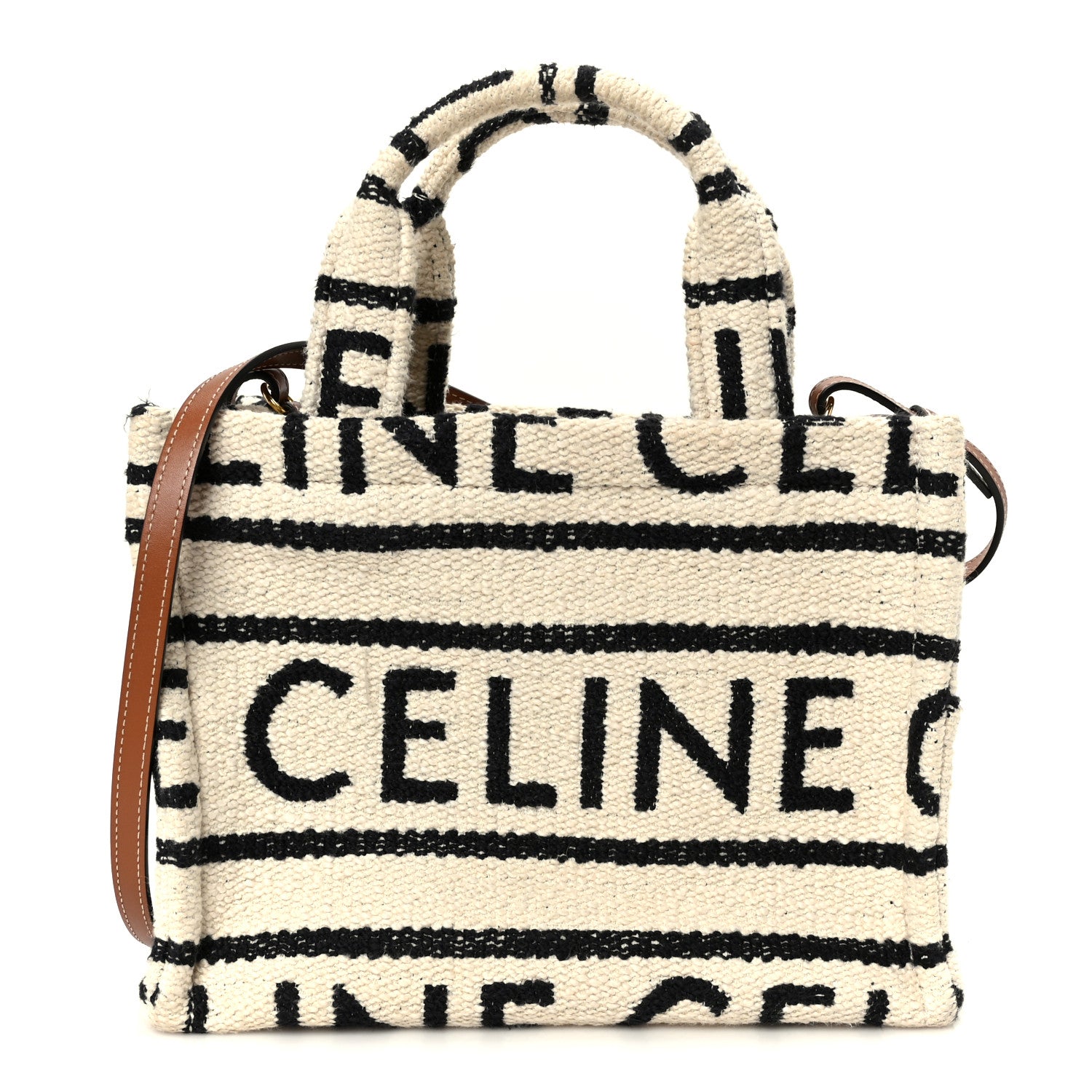 Celine Canvas Small All Over Cabas Thais White Black 1 of 10