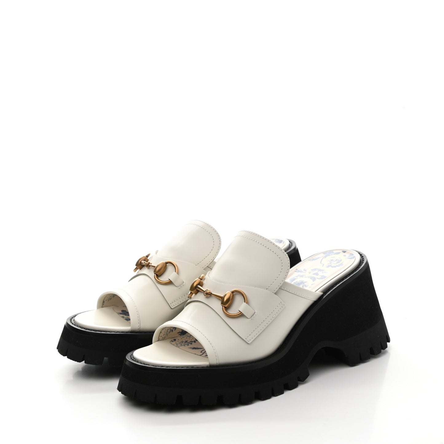 Cordovan Lux Womens Harald Horsebit Platform Slide Sandals 37.5 Dusty White