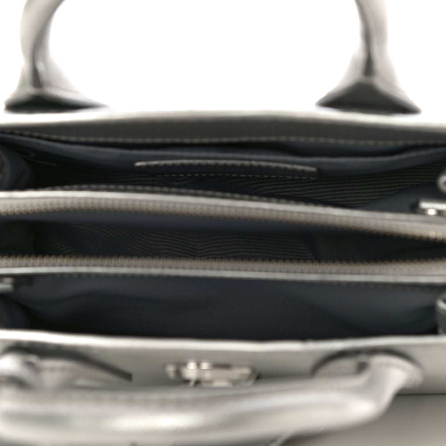 Metallic Saffiano Big Shot Tote Silver