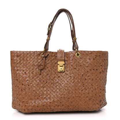 Bottega Veneta Ostrich Intrecciato Large Capri Tote Noce 1 of 9