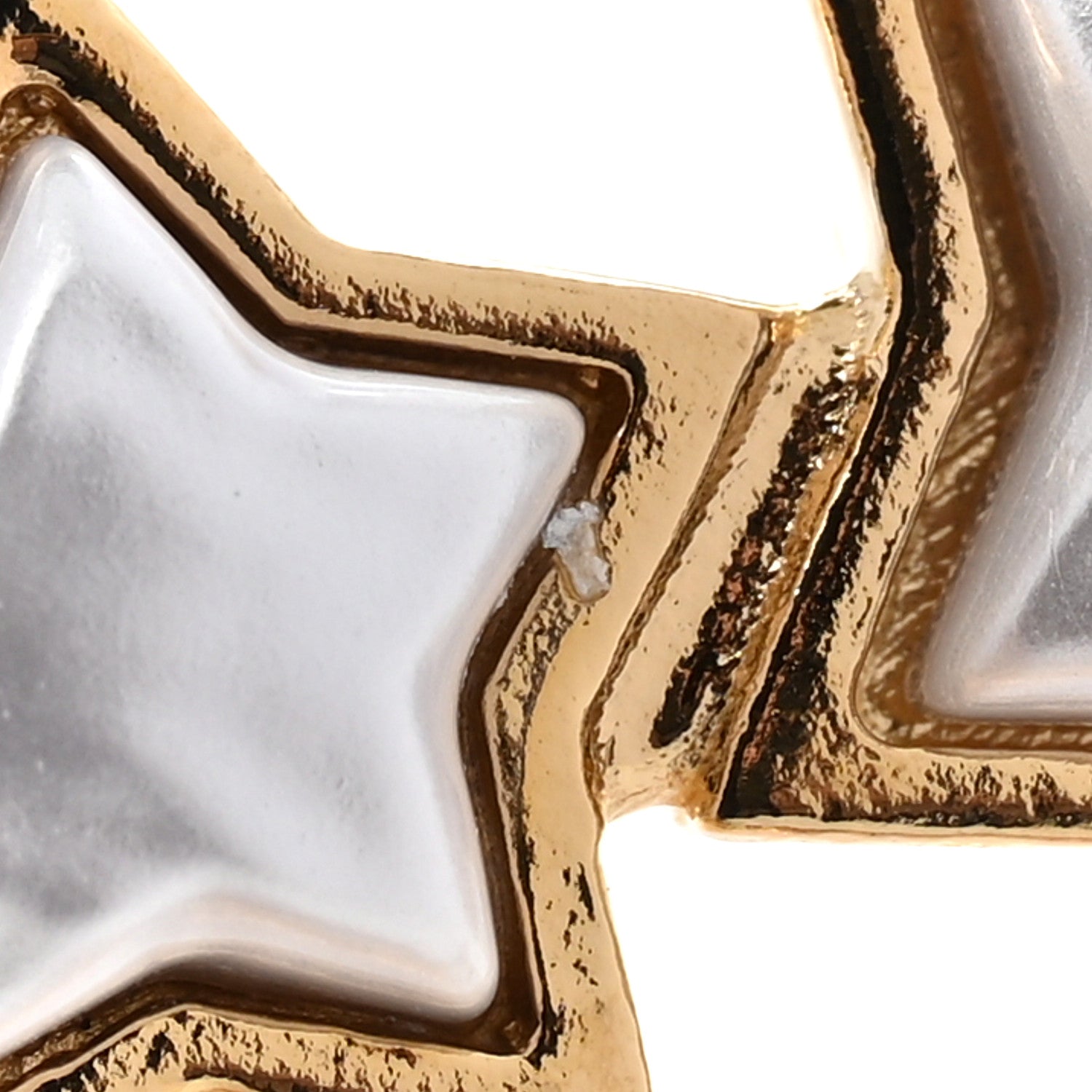 Chanel Metal Crystal Pearl CC Star Large Brooch Gold Pearly White 5 of 6