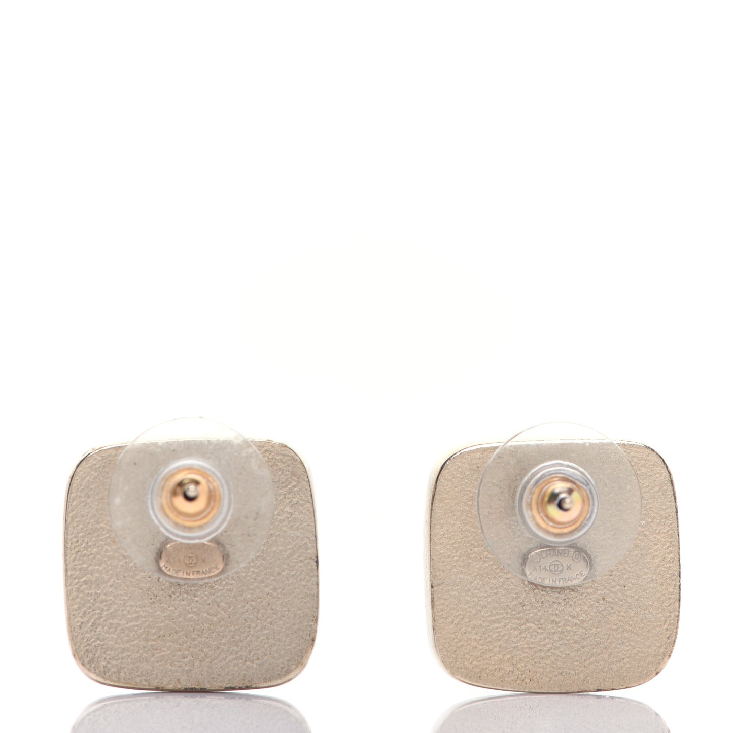 Enamel CC Square Earrings Coral Gold