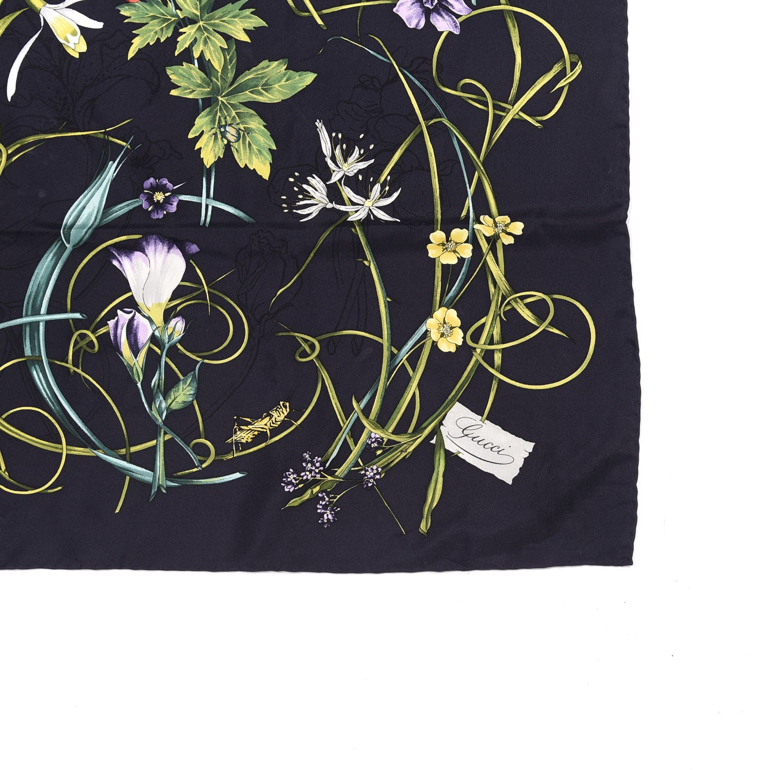 Gucci Silk Floral Square Scarf Black 2 of 3