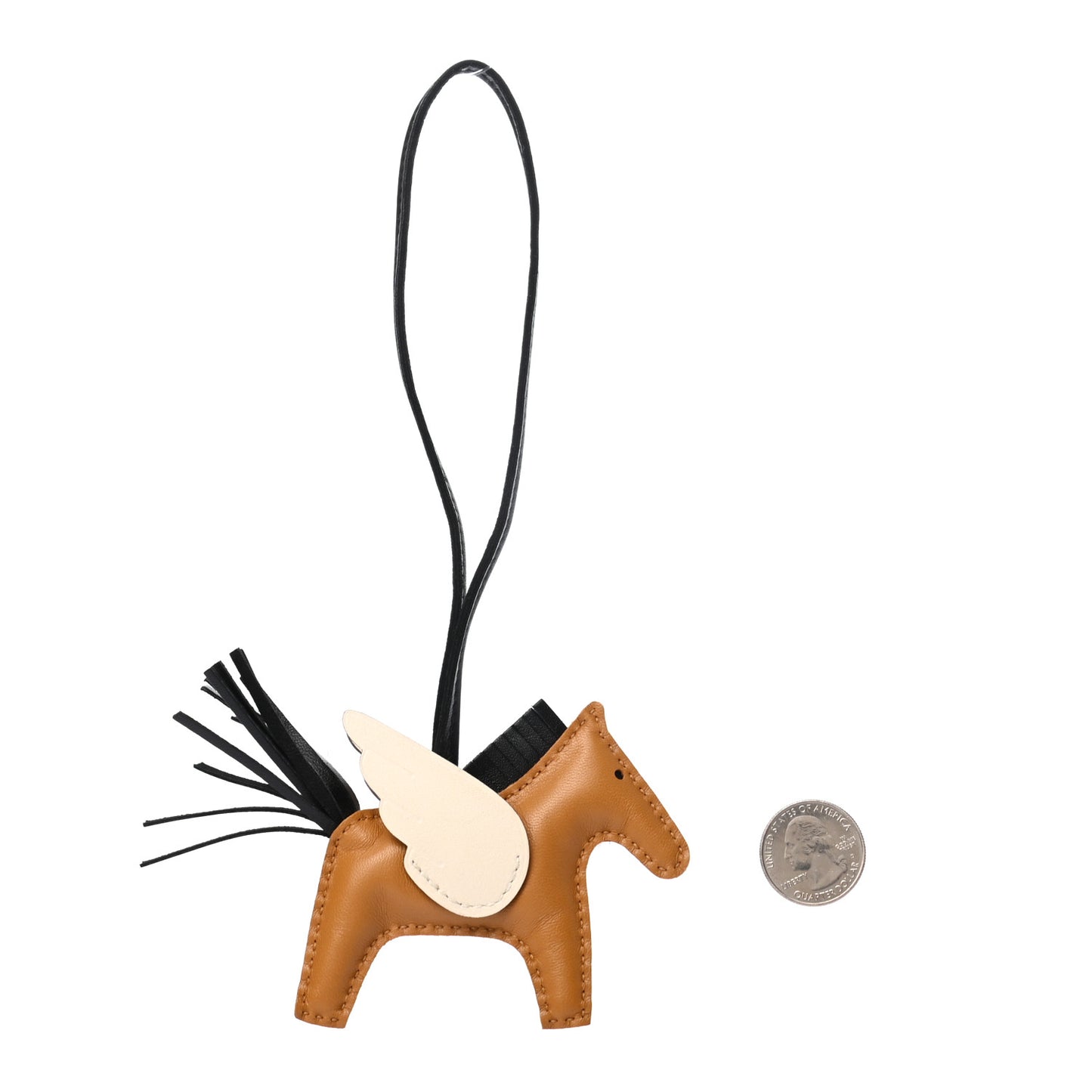 Milo Lambskin Grigri Rodeo Pegase Horse Bag Charm PM Sesame Black Nata