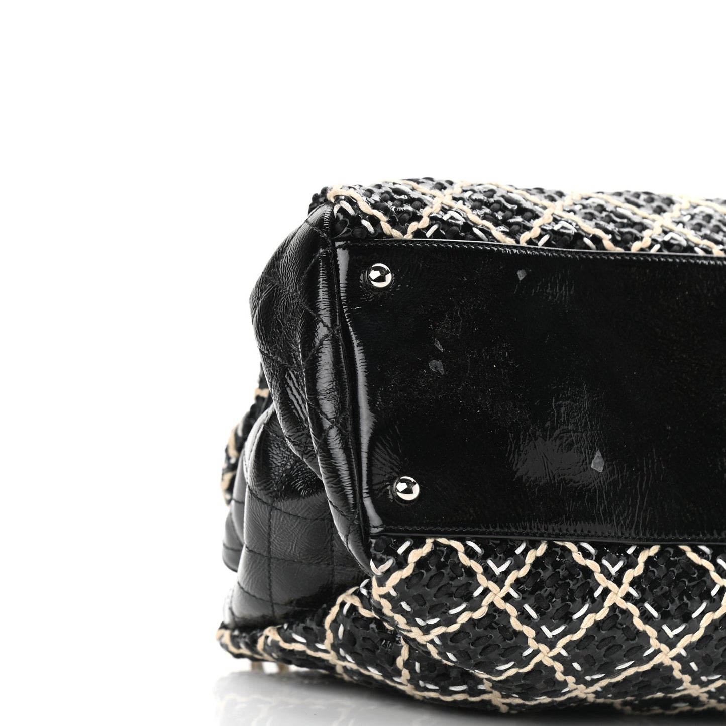 Patent Hand Embroidered Large Just Mademoiselle Black