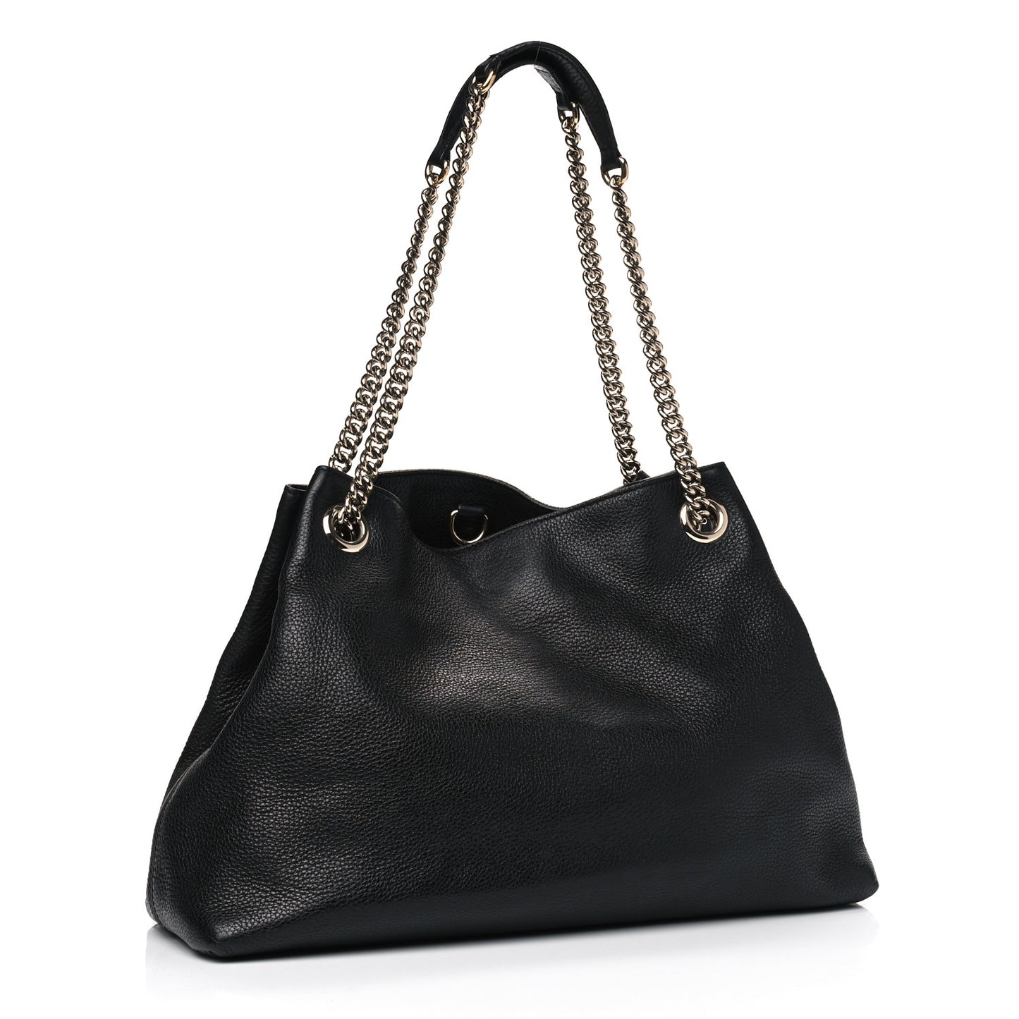 Pebbled Calfskin Medium Soho Chain Shoulder Bag Black