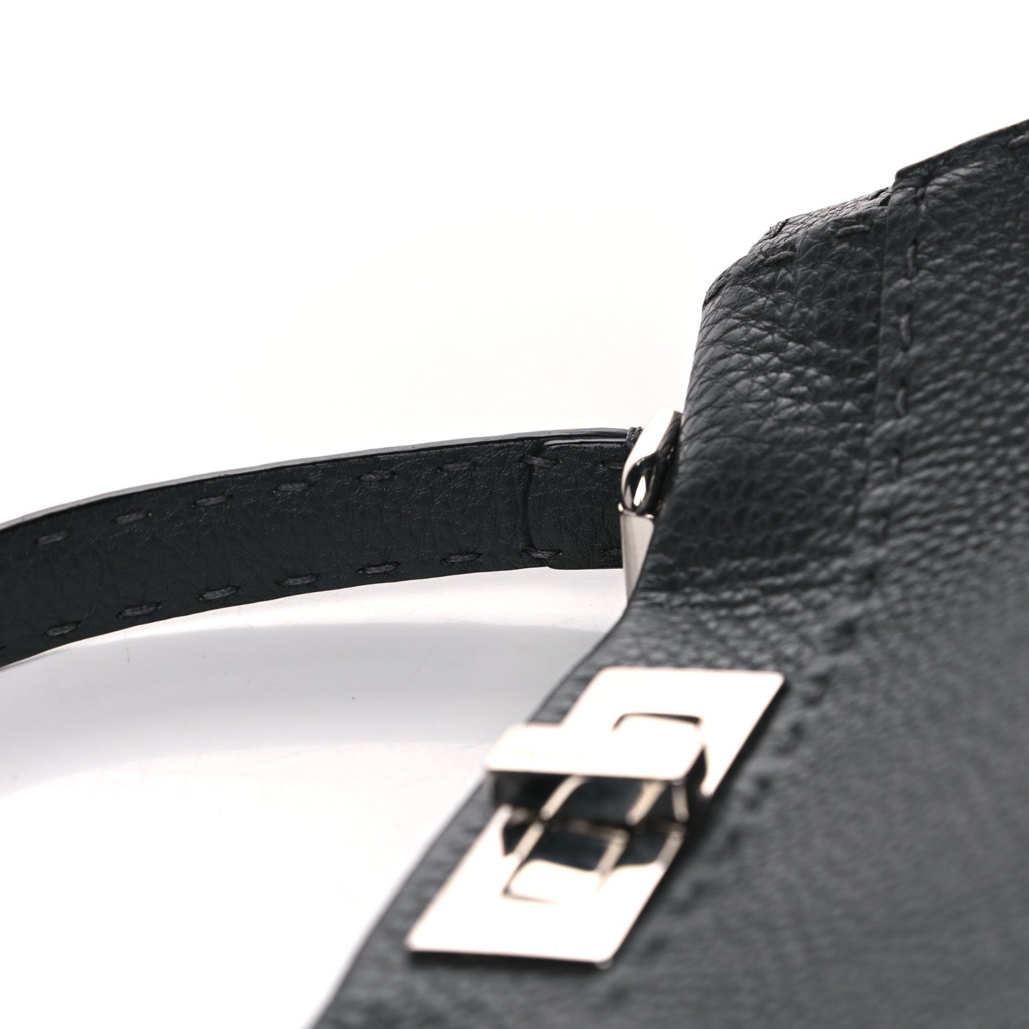 Fendi Calfskin Romano Selleria Medium Peekaboo Iconic Satchel Asfalto Latte 10 of 11