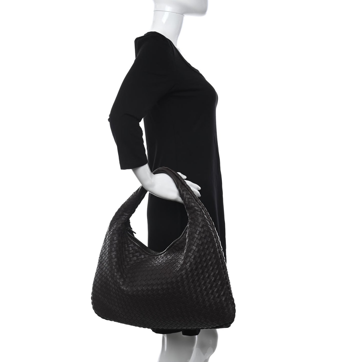 Nappa Intrecciato Large Veneta Hobo Ebano