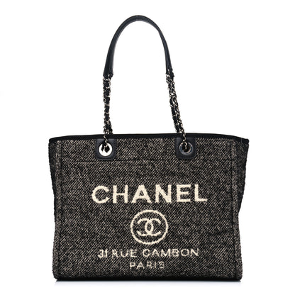 Chanel Mixed Fibers Calfskin Small Deauville Tote Black 1 of 4