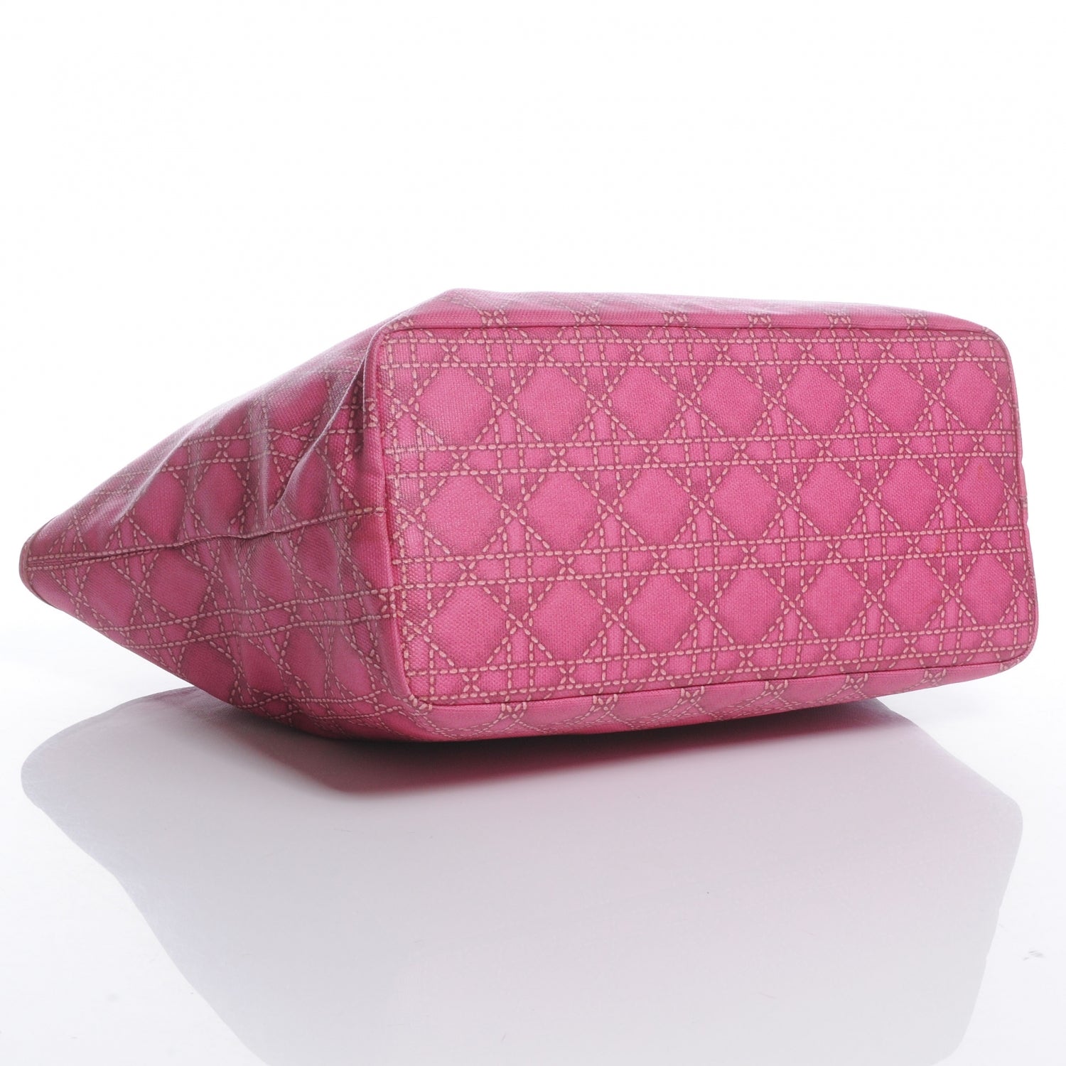Christian Dior Coated Canvas Cannage Print Cherie Tote Pink 4 of 7