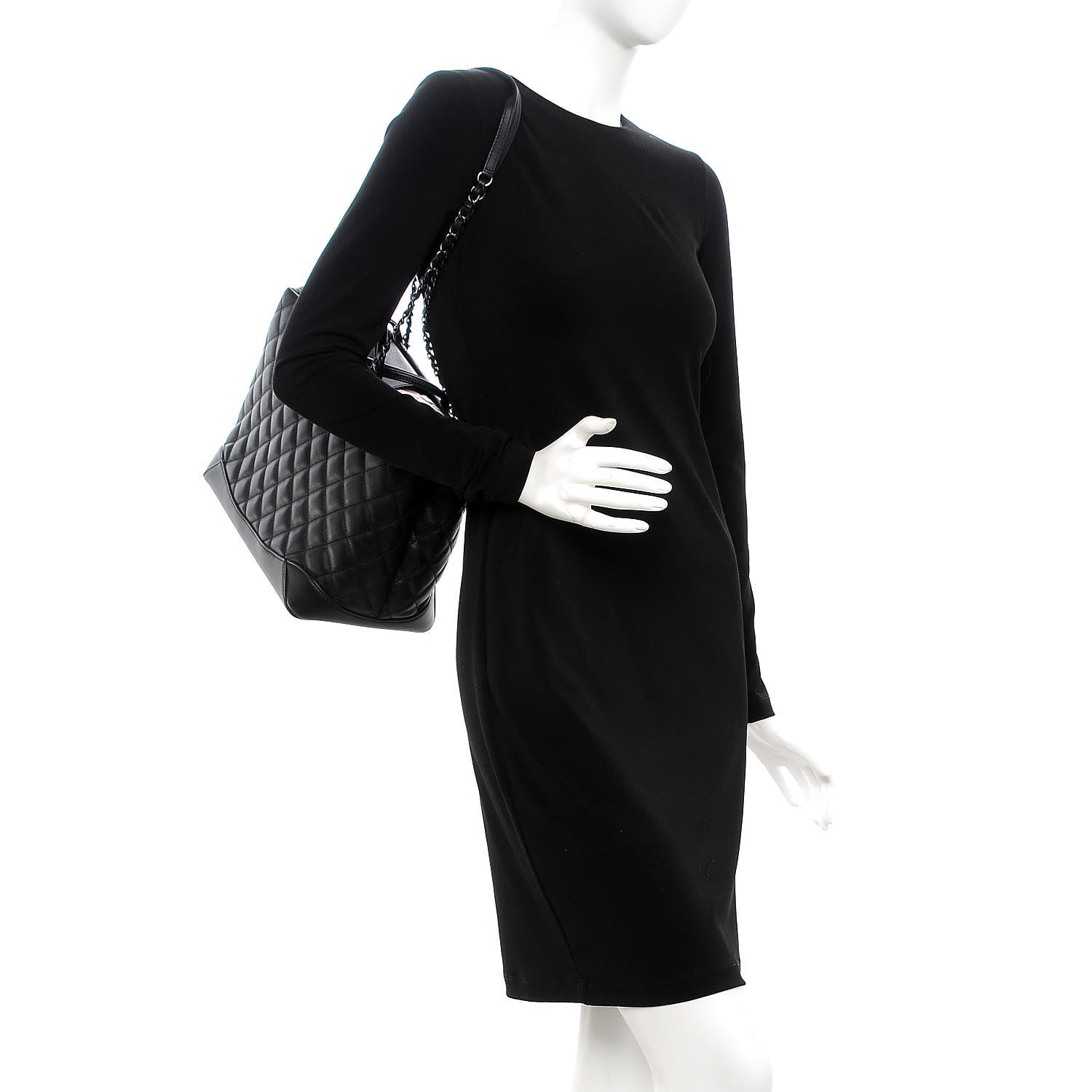 Chanel Calfskin Quilted Small Easy Shopping Tote Black 2 of 9