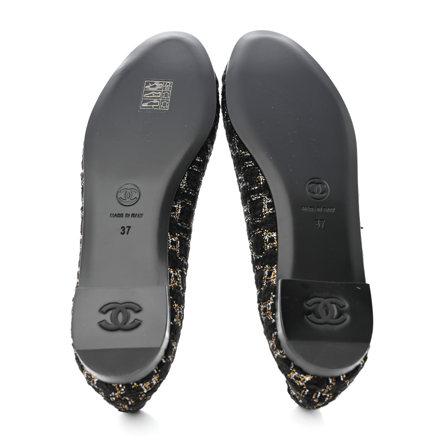 Chanel Tweed Cap Toe Ballerina Flats 37 Black 5 of 9