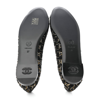 Chanel Tweed Cap Toe Ballerina Flats 37 Black 5 of 9