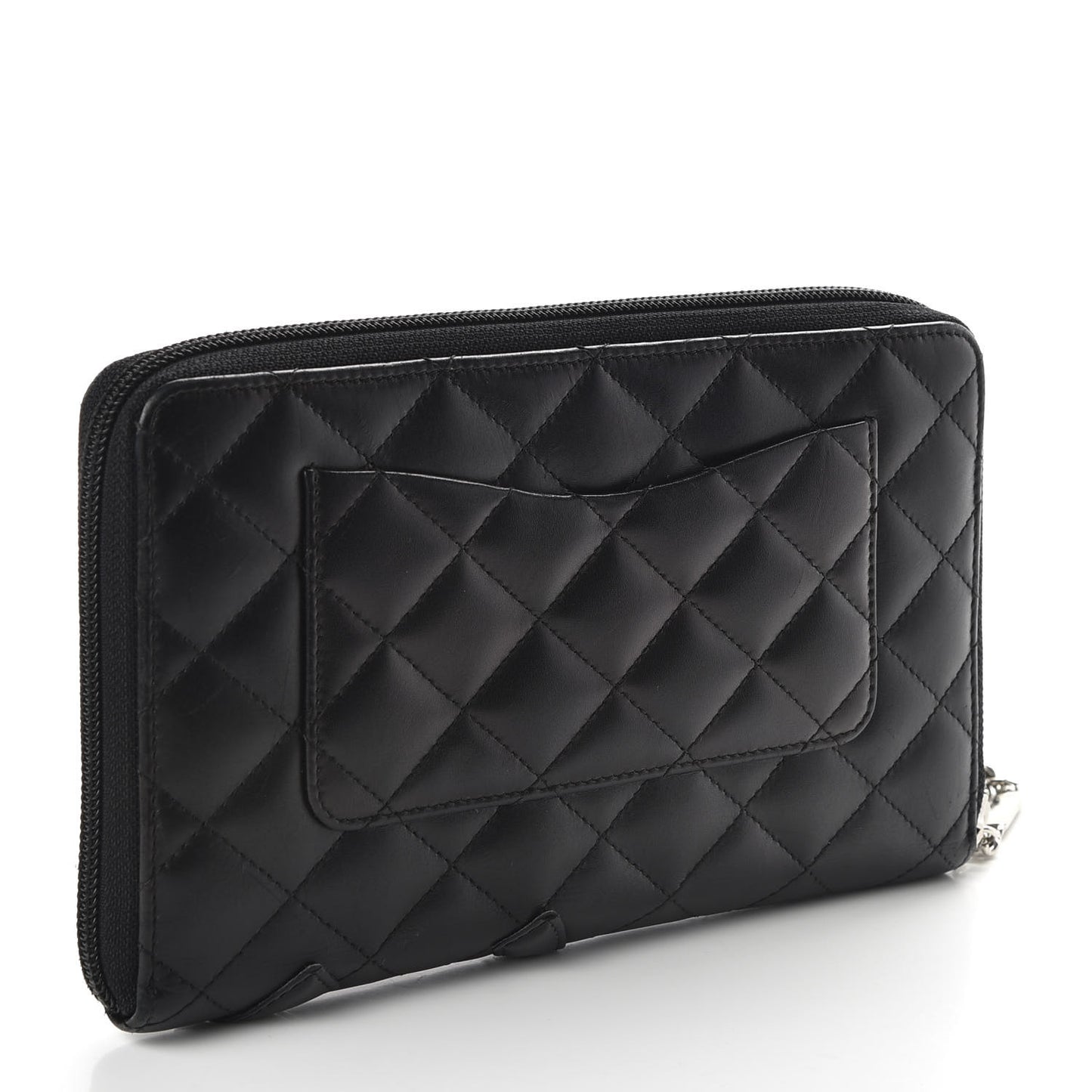 Calfskin Cambon Zip Around Organizer Wallet Black