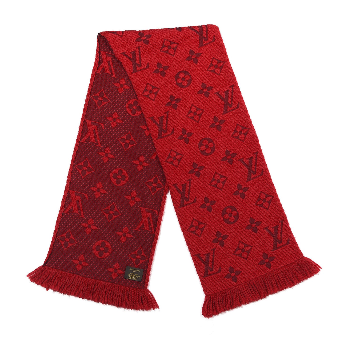 Wool Silk Logomania Scarf Rubis