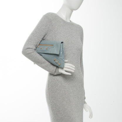 Balenciaga Agneau Giant 12 Gold Hardware Envelope Clutch Bleu Acier 2 of 8