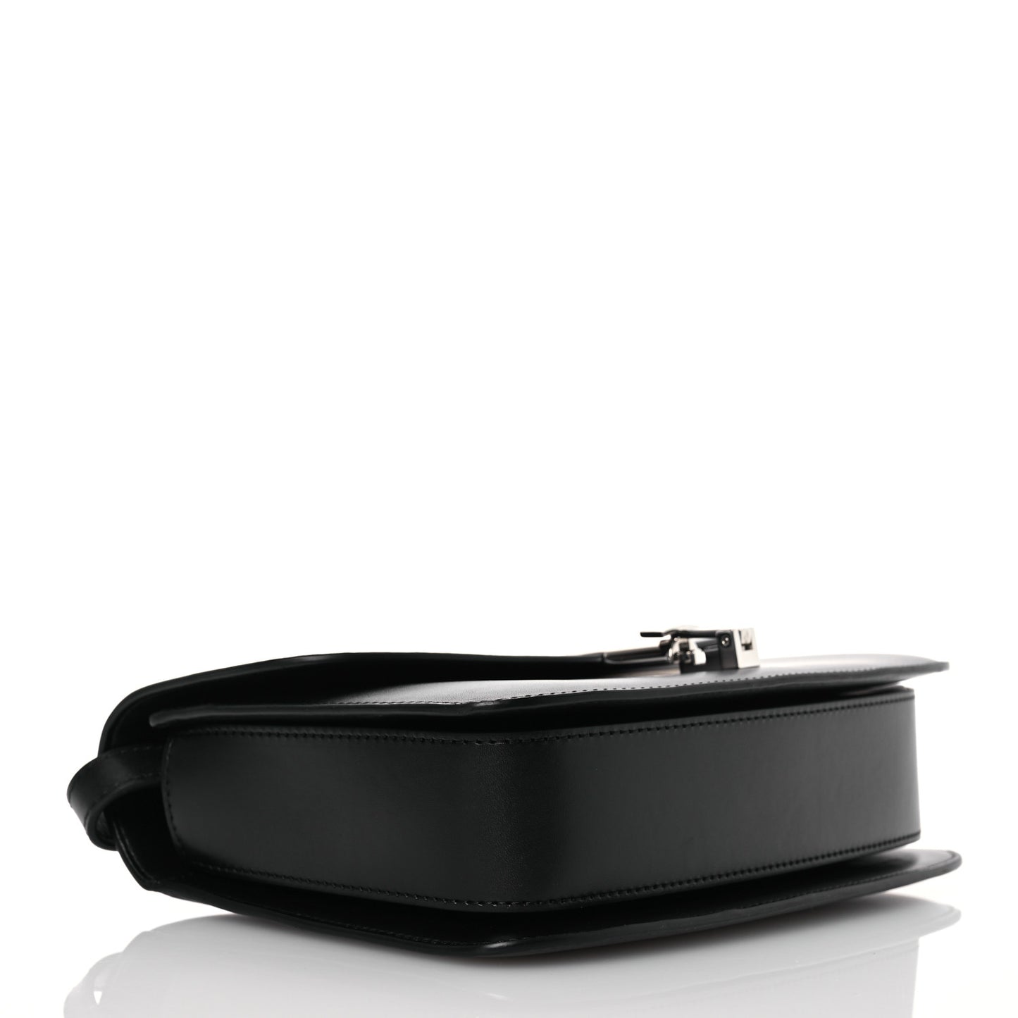 Polished Saddle Calfskin Sofia 8.75 Shoulder Bag Black