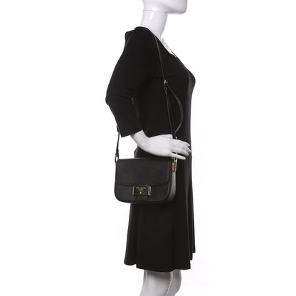 Prada Saffiano Lux Embleme Flap Shoulder Bag Black 2 of 8