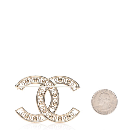 Chanel Pearl Enamel CC Brooch Blue Gold 2 of 3
