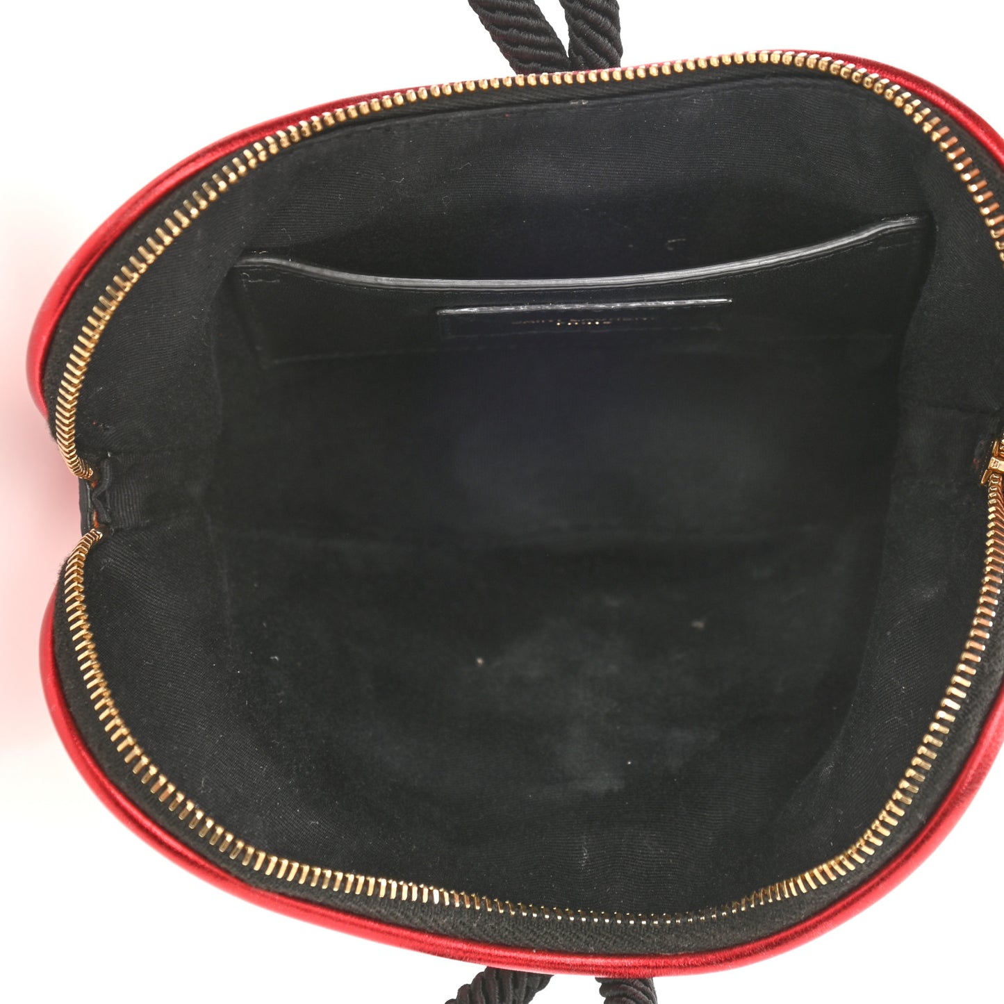 Metallic Calfskin Heart Clutch Rouge