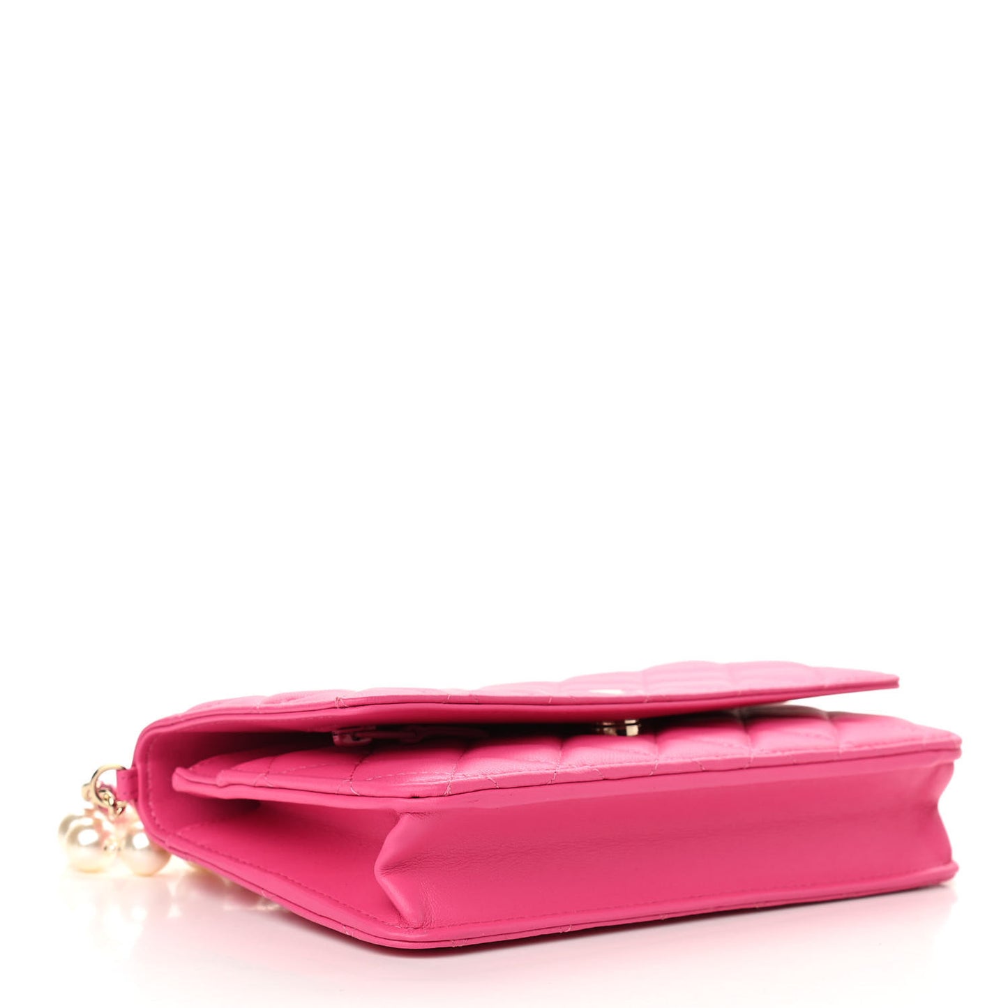 Lambskin Quilted Pearl Wallet On Chain WOC Pink