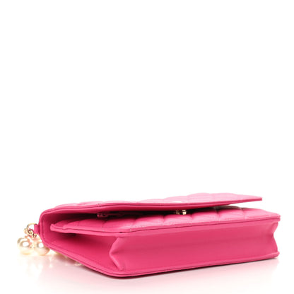 Chanel Lambskin Quilted Pearl Wallet On Chain WOC Pink 4 of 11