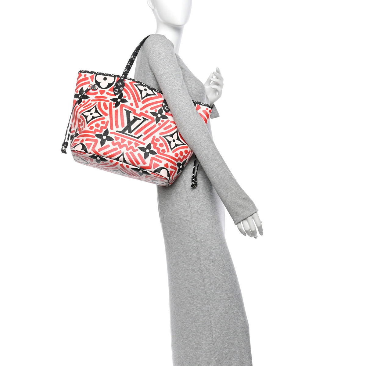 Louis Vuitton Monogram Giant Crafty Neverfull MM Creme Rouge Black 3 of 21
