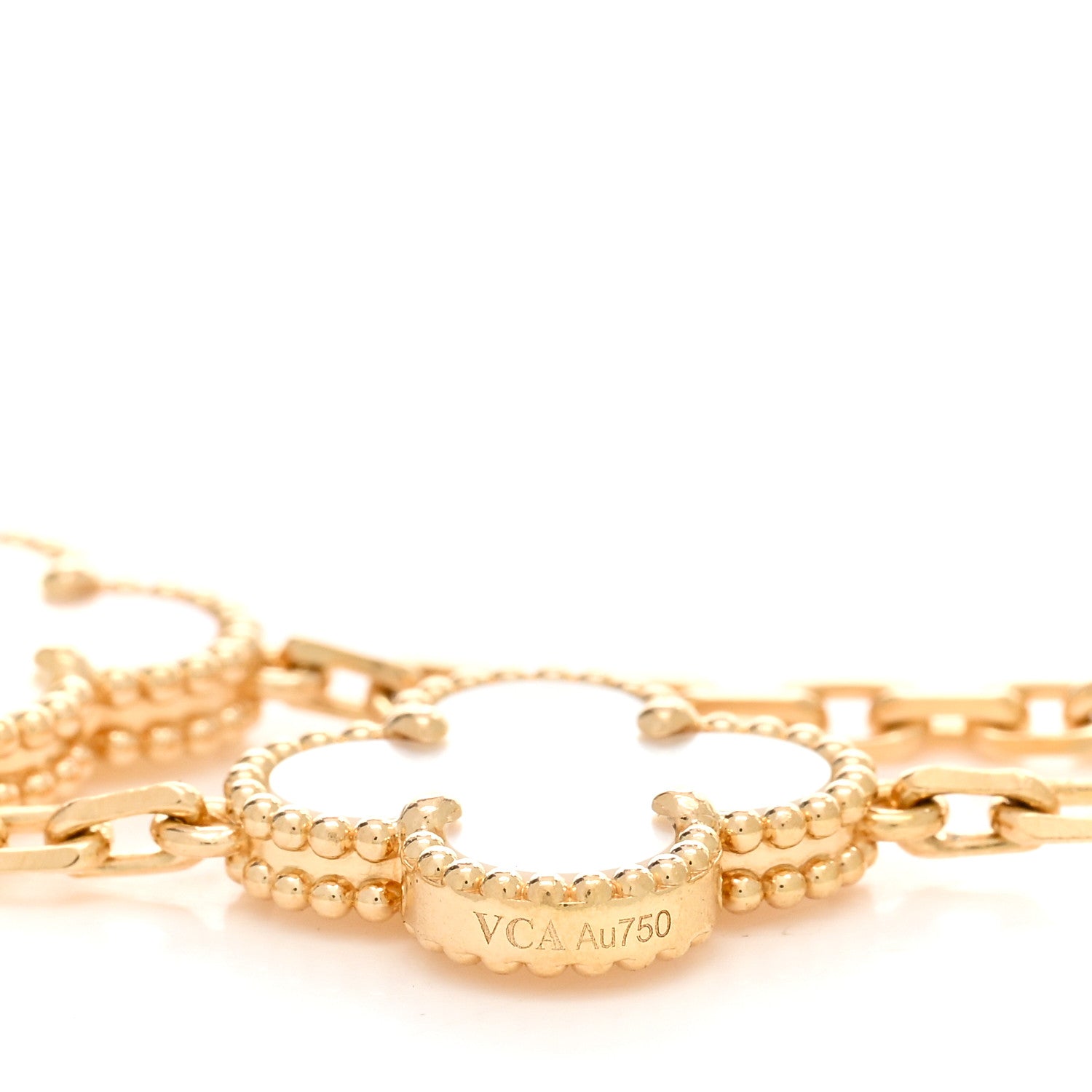 Van Cleef & Arpels 18K Yellow Gold Mother of Pearl 5 Motifs Vintage Alhambra Bracelet 3 of 4