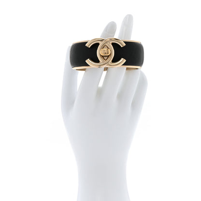 Chanel Lambskin CC Turnlock Cuff Bracelet Black Gold 2 of 5