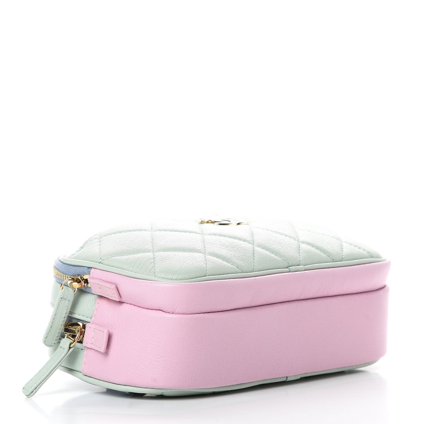 Goatskin Quilted Waist Bag Green Blue Pink