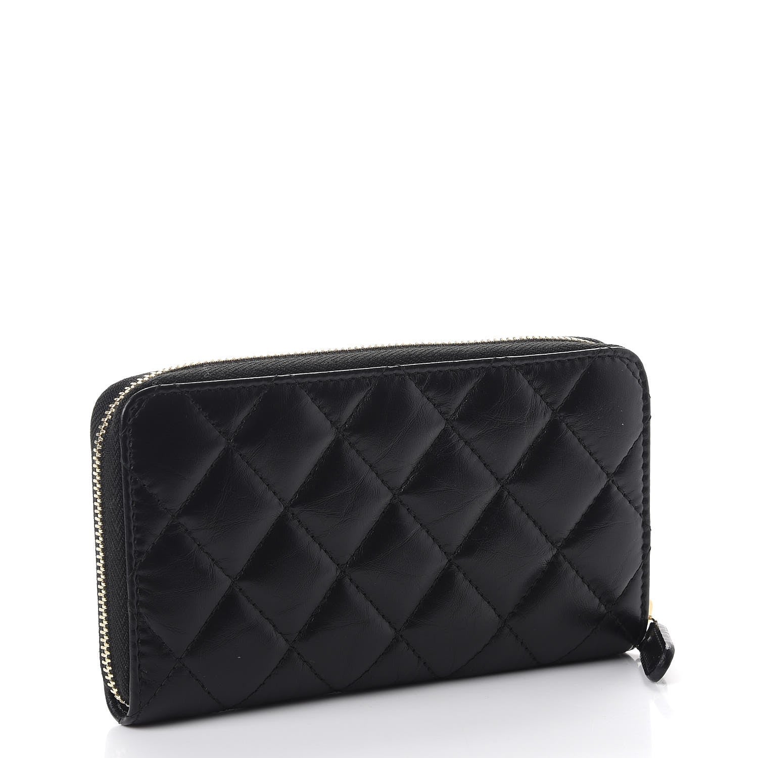 Chanel Aged Calfskin Quilted Small Lucky Charms 2.55 Reissue Zip Around Wallet Black 3 of 8