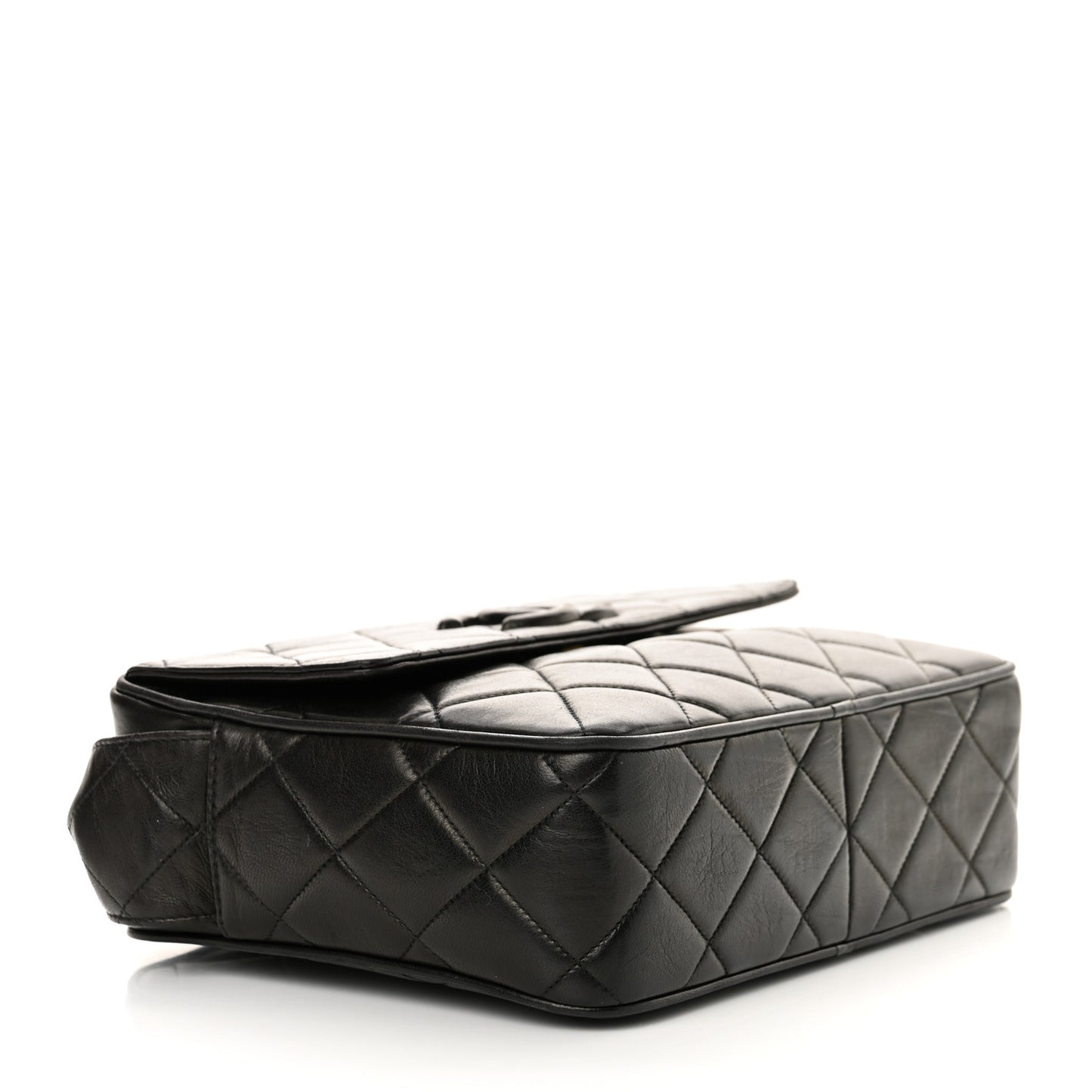 Lambskin Quilted Tassel Flap Camera Case Black