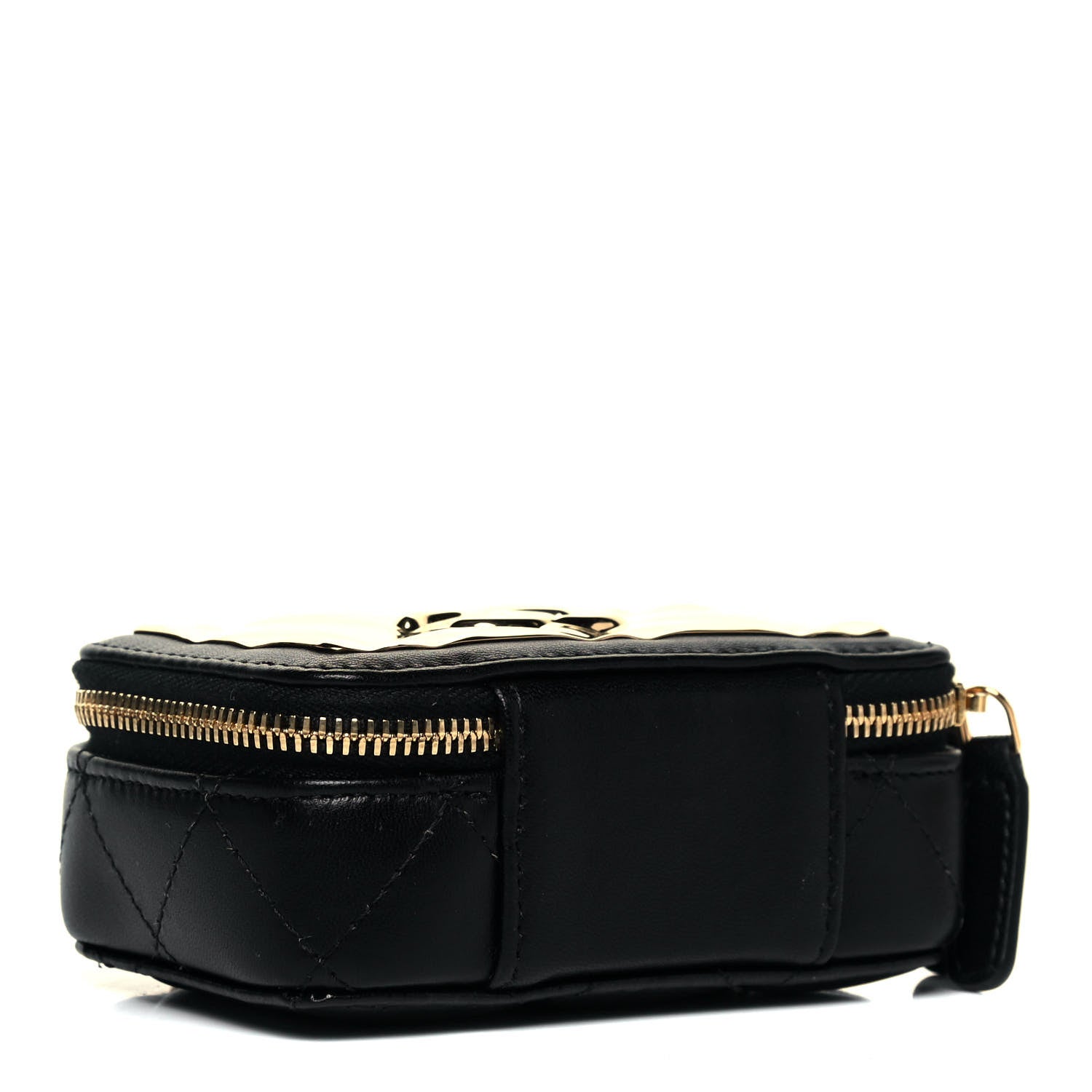 Chanel Lambskin Quilted Mini Golden Plate Clutch With Chain Black 4 of 9