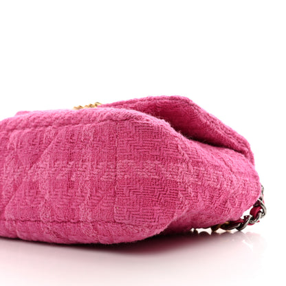 Chanel Tweed Quilted Medium Chanel 19 Flap Pink 10 of 10