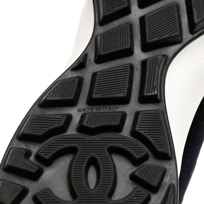 Chanel Fabric Suede Kidskin CC Sneakers 40 Black White 8 of 9