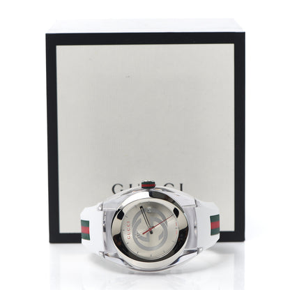 Gucci Stainless Steel Rubber 46mm Sync Web Quartz Watch White 5 of 5