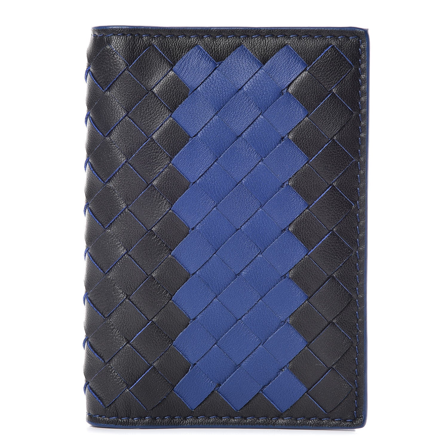 Bottega Veneta Intrecciato VN Card Case Black Blue 1 of 8