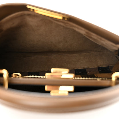 Fendi Vitello Morgan Fabric Jacquard Pequin Medium Peekaboo Iconic Satchel Foresta Tobacco Black 5 of 10
