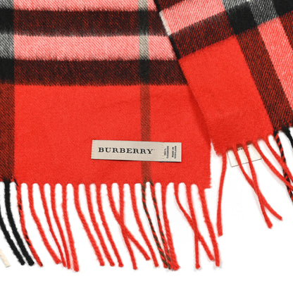 Burberry Cashmere Giant Check Fringe Scarf Bright Red 3 of 4