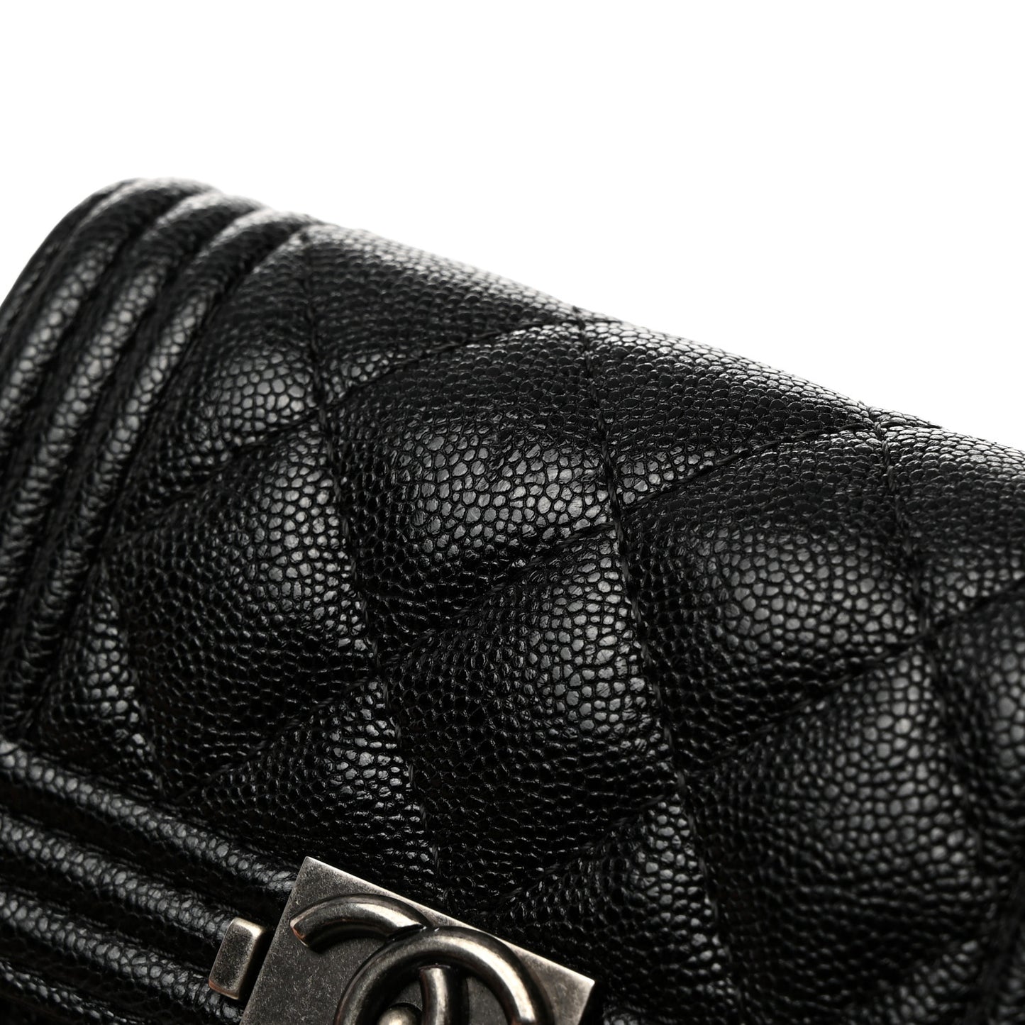 Caviar Quilted Compact Boy Wallet Black
