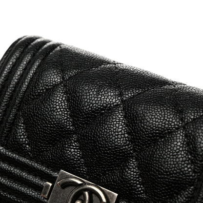 Chanel Caviar Quilted Compact Boy Wallet Black 8 of 10