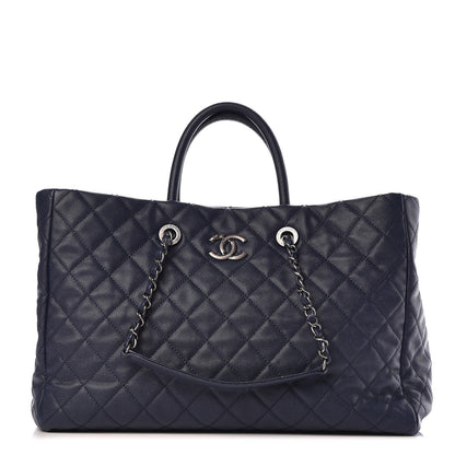 Chanel Caviar Quilted Large Coco Handle Shopping Tote Navy 1 of 10